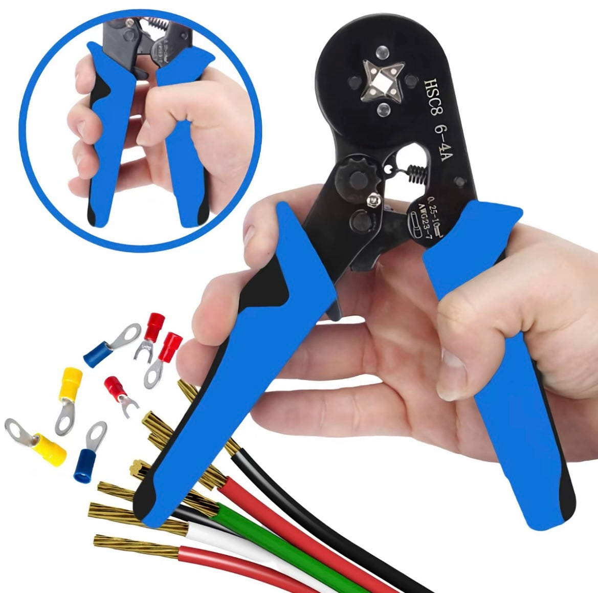 Kit Alicate Decapador e Crimpador de Terminais Profissional + 1200 Terminais Ilhós Tubular