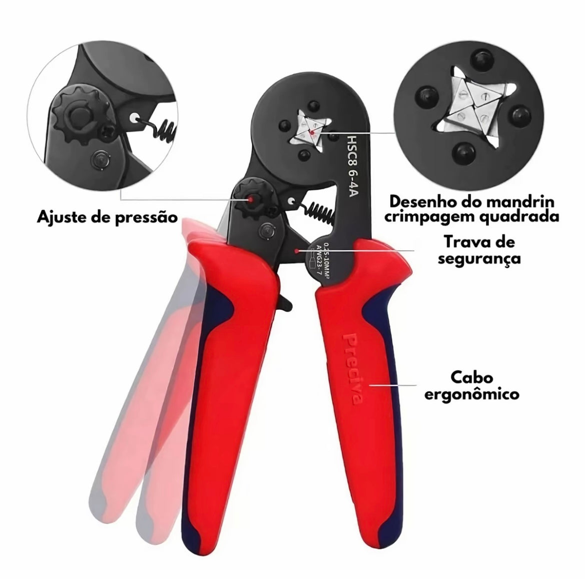 Kit Alicate Decapador e Crimpador de Terminais Profissional + 1200 Terminais Ilhós Tubular
