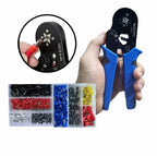 Kit Alicate Decapador e Crimpador de Terminais Profissional + 1200 Terminais Ilhós Tubular