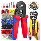 Kit Alicate Decapador e Crimpador de Terminais Profissional + 1200 Terminais Ilhós Tubular